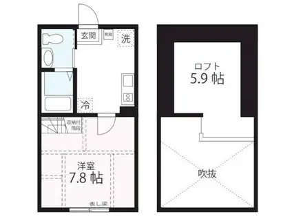 ハーミットクラブハウスMIX三ツ沢下町II(1K/1階)の間取り写真