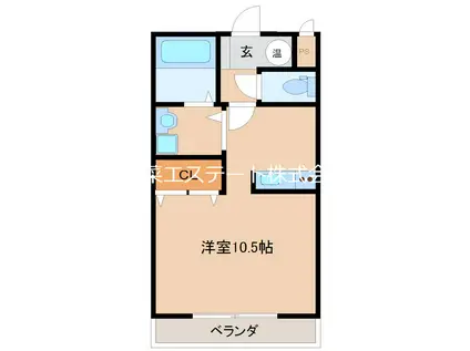 カーサ28(ワンルーム/2階)の間取り写真