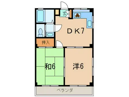 サウスコート(2DK/2階)の間取り写真