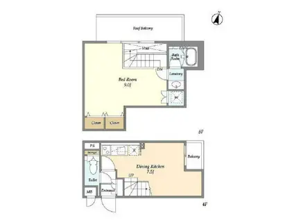 LEGALAND笹塚(1DK/4階)の間取り写真