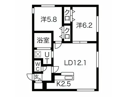 CIEL SEREIN(2LDK/2階)の間取り写真