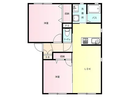 カーサプレーナB(2LDK/1階)の間取り写真