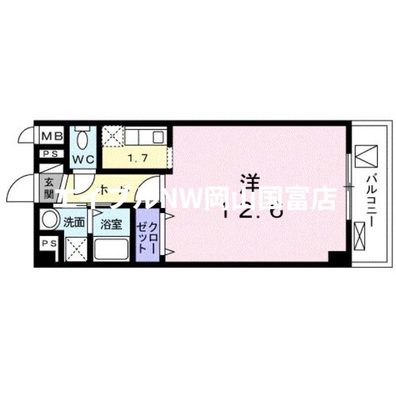 リョーアイ(ワンルーム/3階)の間取り写真