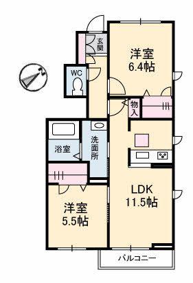 アーバンコート光(2LDK/1階)の間取り写真