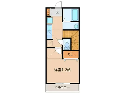 レイウッド蒲町Ⅲ(1K/2階)の間取り写真