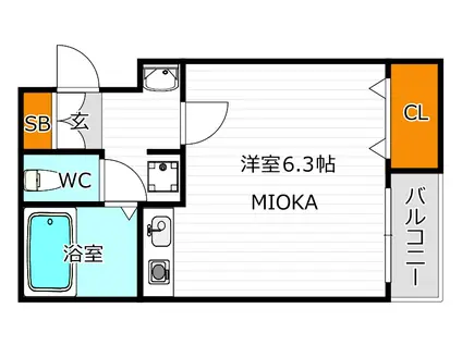 天王寺北Rマンション(ワンルーム/3階)の間取り写真