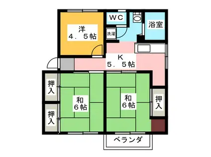 シティハイム秋桜A(3K/2階)の間取り写真