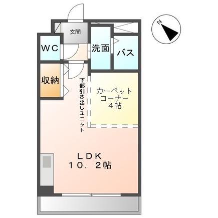 HILLS VILLAGE(ワンルーム/1階)の間取り写真