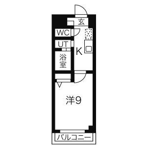 サンパティーク東片端(1K/3階)の間取り写真