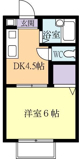 カーム・ヴィラ(1DK/1階)の間取り写真