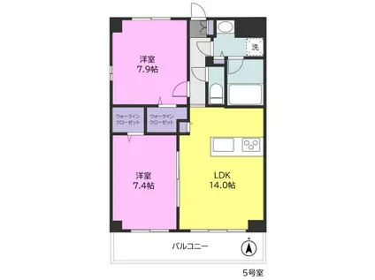 REGALO(2LDK/5階)の間取り写真