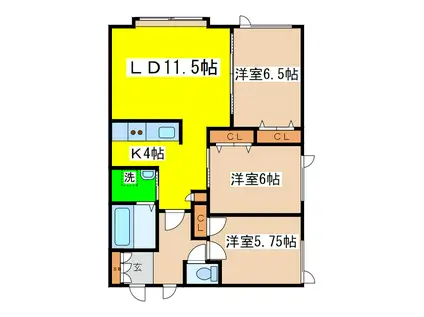 VERY愛国(3LDK/2階)の間取り写真
