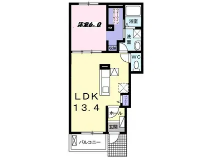 ディアコート I(1LDK/1階)の間取り写真