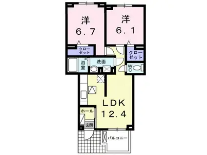 コーポ勢多VI番館(2LDK/1階)の間取り写真