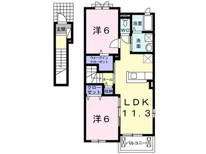 エニシア(2LDK/2階)の間取り写真