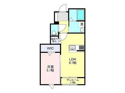 リコルド白坂(1LDK/1階)の間取り写真