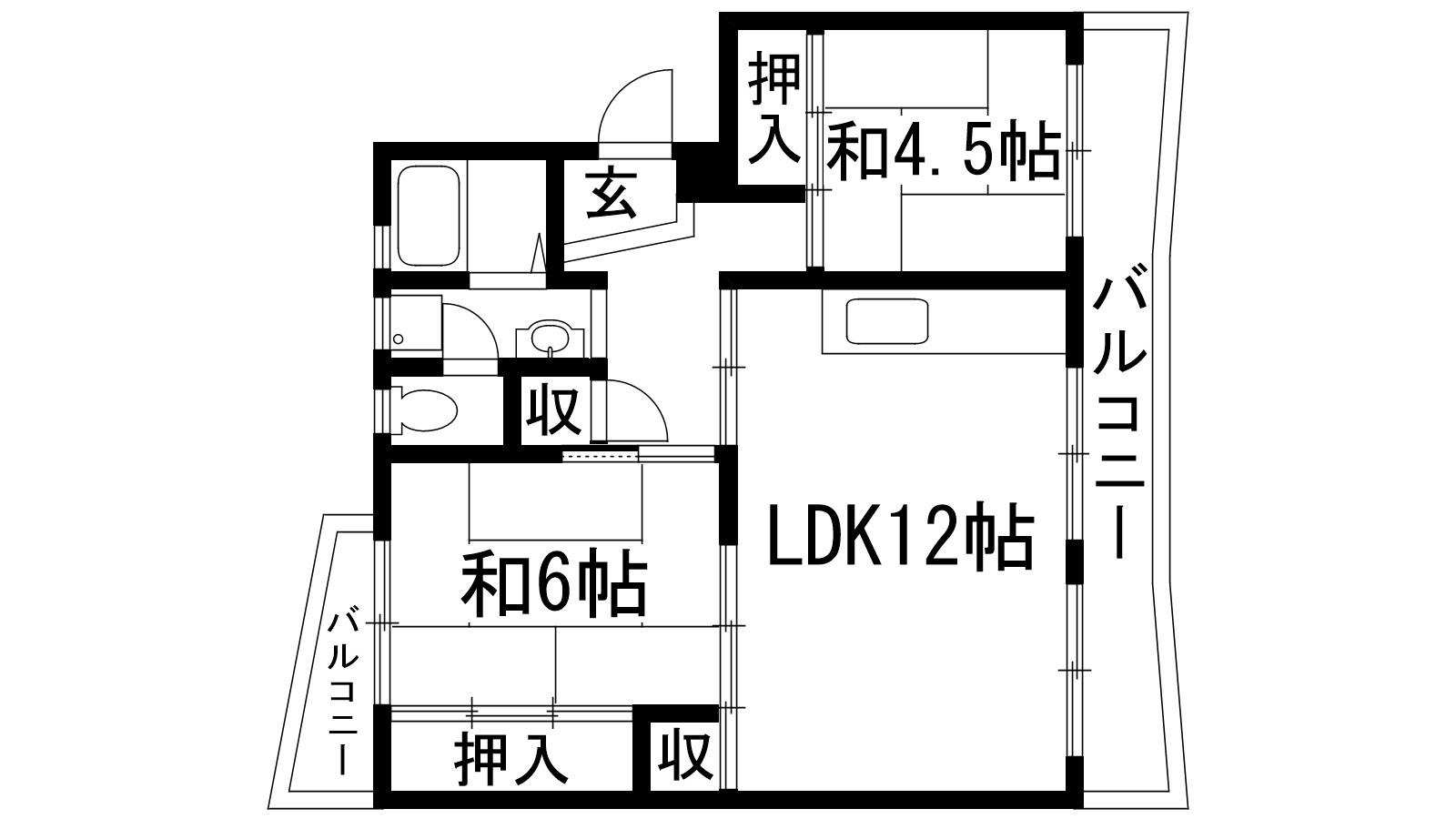 中山五月台15号棟(2LDK/5階)の間取り写真