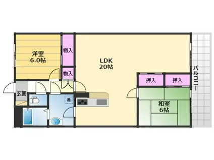 ルミエールフカキ1(2LDK/2階)の間取り写真