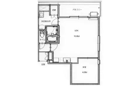 デュオメゾン門前仲町(1LDK/4階)の間取り写真