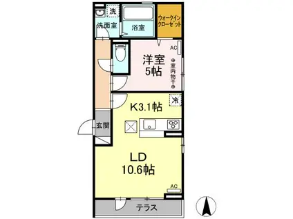 クレールエイワVII(1LDK/3階)の間取り写真