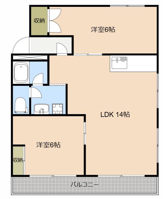 イーグルホワイト(2LDK/2階)の間取り写真