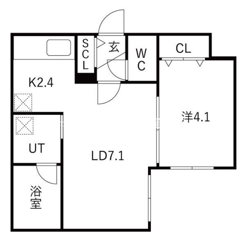 シティプレミア新道東 北32条東17丁目MS(1LDK/1階)の間取り写真