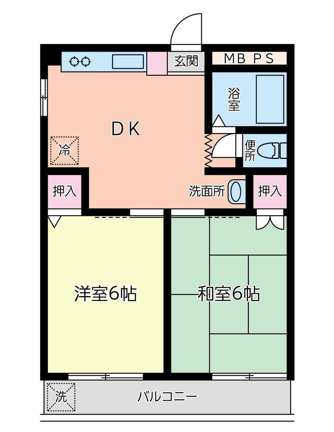 コーポマキ(2DK/2階)の間取り写真