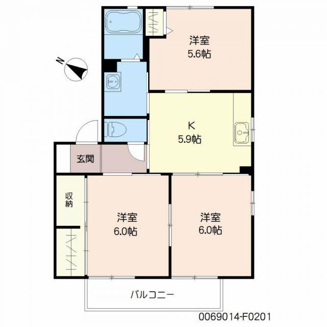 レガート外町 F棟(3K/2階)の間取り写真