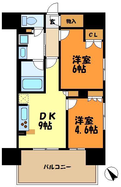 BLESS宮崎台(2DK/1階)の間取り写真