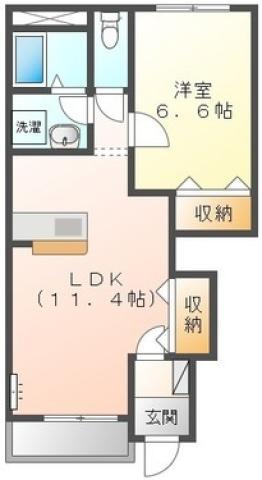 シャインヒルズ富岡(1LDK/1階)の間取り写真