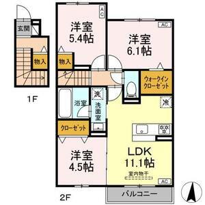 SORAYA GARDEN(3LDK/2階)の間取り写真