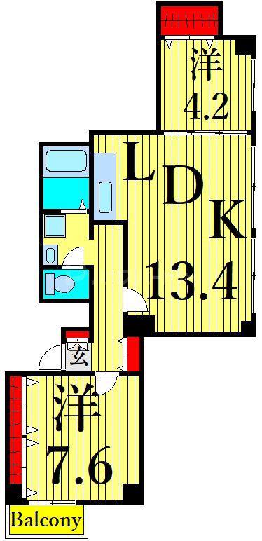 町屋レジデンス(2LDK/7階)の間取り写真