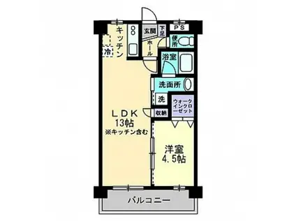 下中野S-1ビル(1LDK/2階)の間取り写真