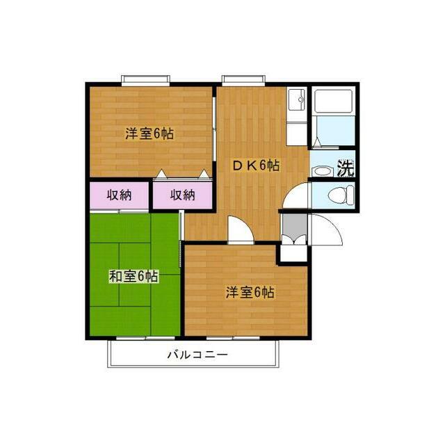 サンビレッジ綾瀬D棟(3DK/2階)の間取り写真