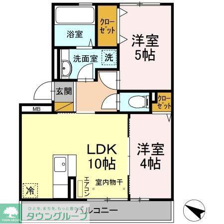 グランドゥールヒル I(2LDK/3階)の間取り写真