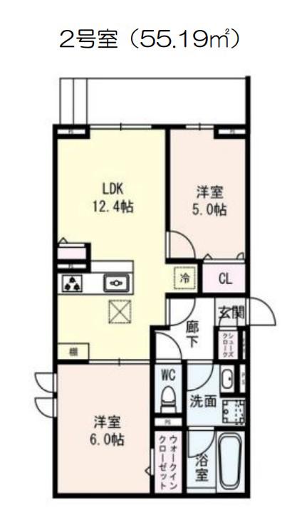 VILLA PARASORE(2LDK/1階)の間取り写真