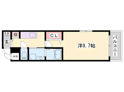 エスペランサ別府(1K/2階)の間取り写真