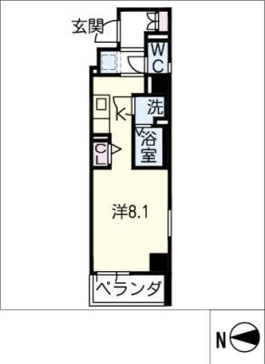 サンハート岐阜(ワンルーム/1階)の間取り写真