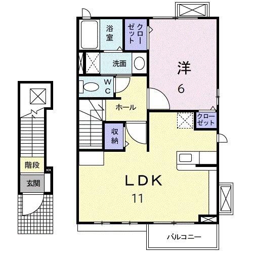 サウスウィング味美(1LDK/2階)の間取り写真