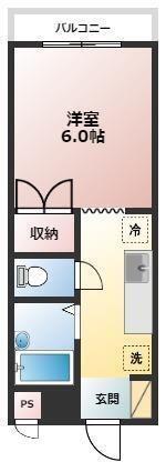 ロイヤルヒルズ石室(1K/3階)の間取り写真