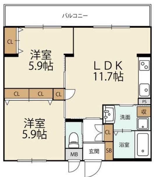 インサイトルポ山科新十条(2SLDK/4階)の間取り写真