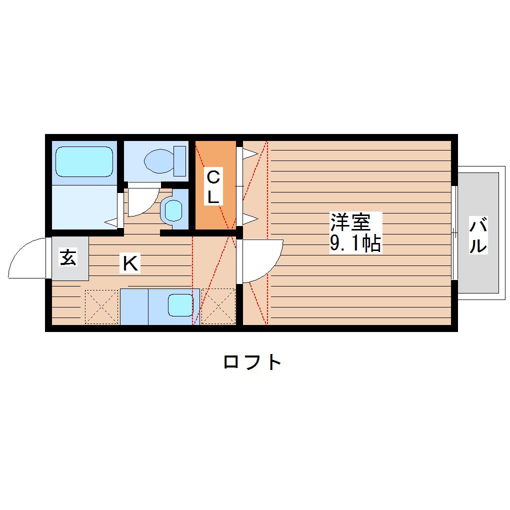 コンフォートABE(1K/2階)の間取り写真