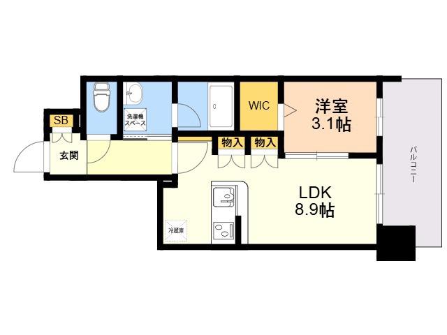 リベール博多駅前(1LDK/9階)の間取り写真