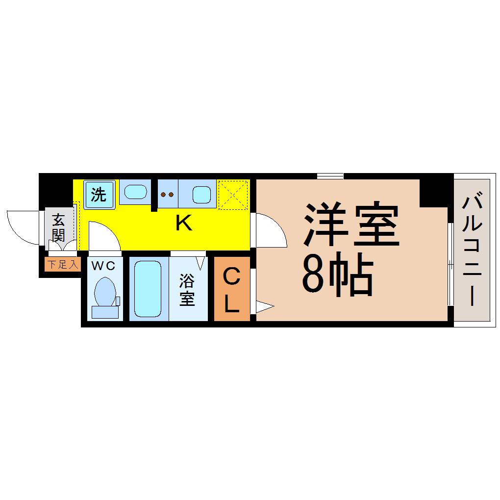 パルティール今池(1K/6階)の間取り写真