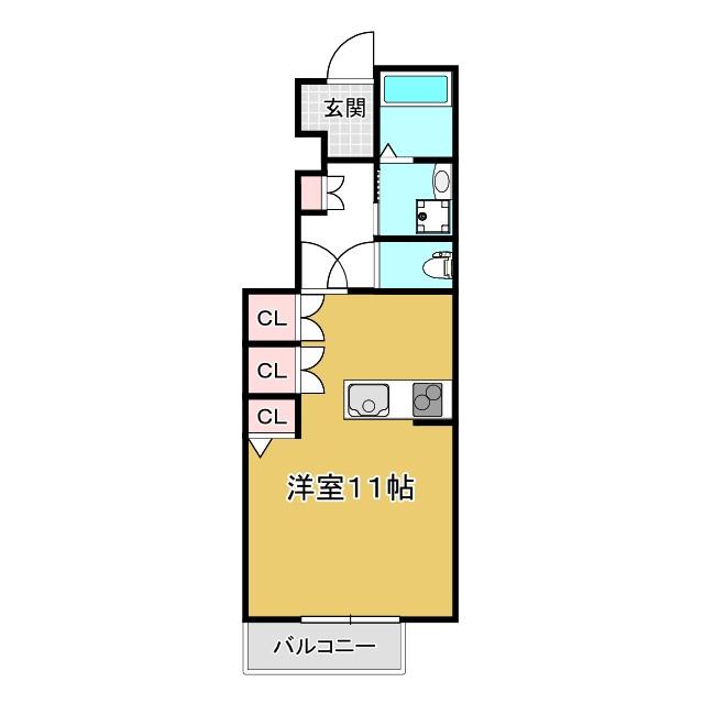 ヴレクールII(ワンルーム/1階)の間取り写真