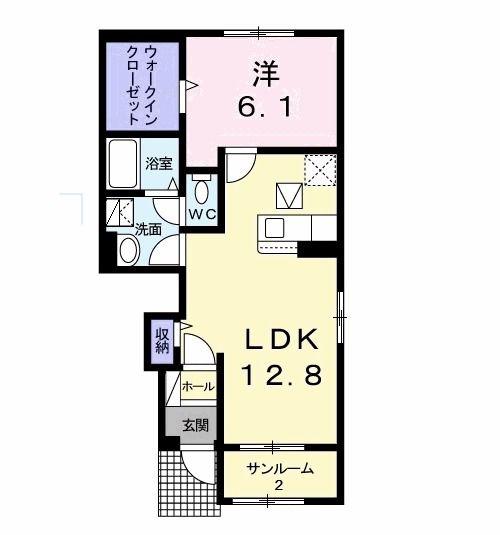 アーバン デュオ II(1LDK/1階)の間取り写真