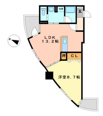 ドゥーエ上前津(1LDK/4階)の間取り写真