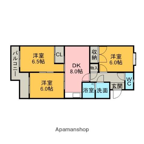 プロビデンス新富(3DK/2階)の間取り写真