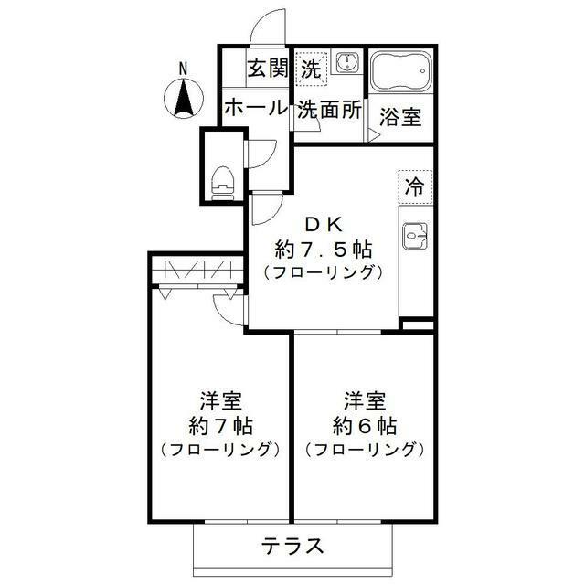 デザインコート大森南(2DK/1階)の間取り写真