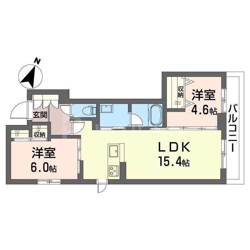 サーフパラダイス登戸(2LDK/3階)の間取り写真
